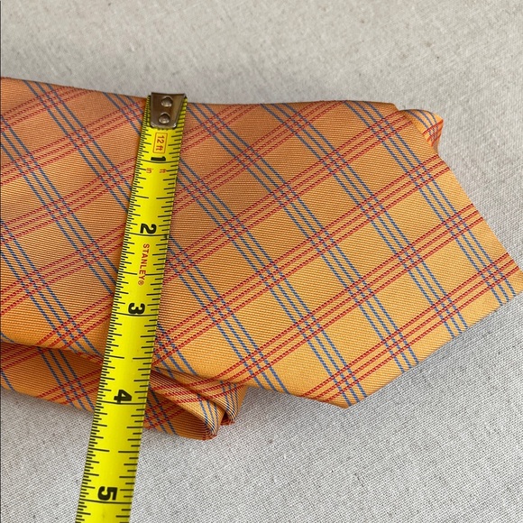 Hermes Orange and Gray Plaid Tie - Picture 5 of 5